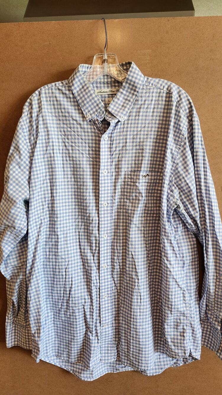 Southern Point Co Mens Shirt Large Blue Gingham Plaid Button Down Preppy L mt17